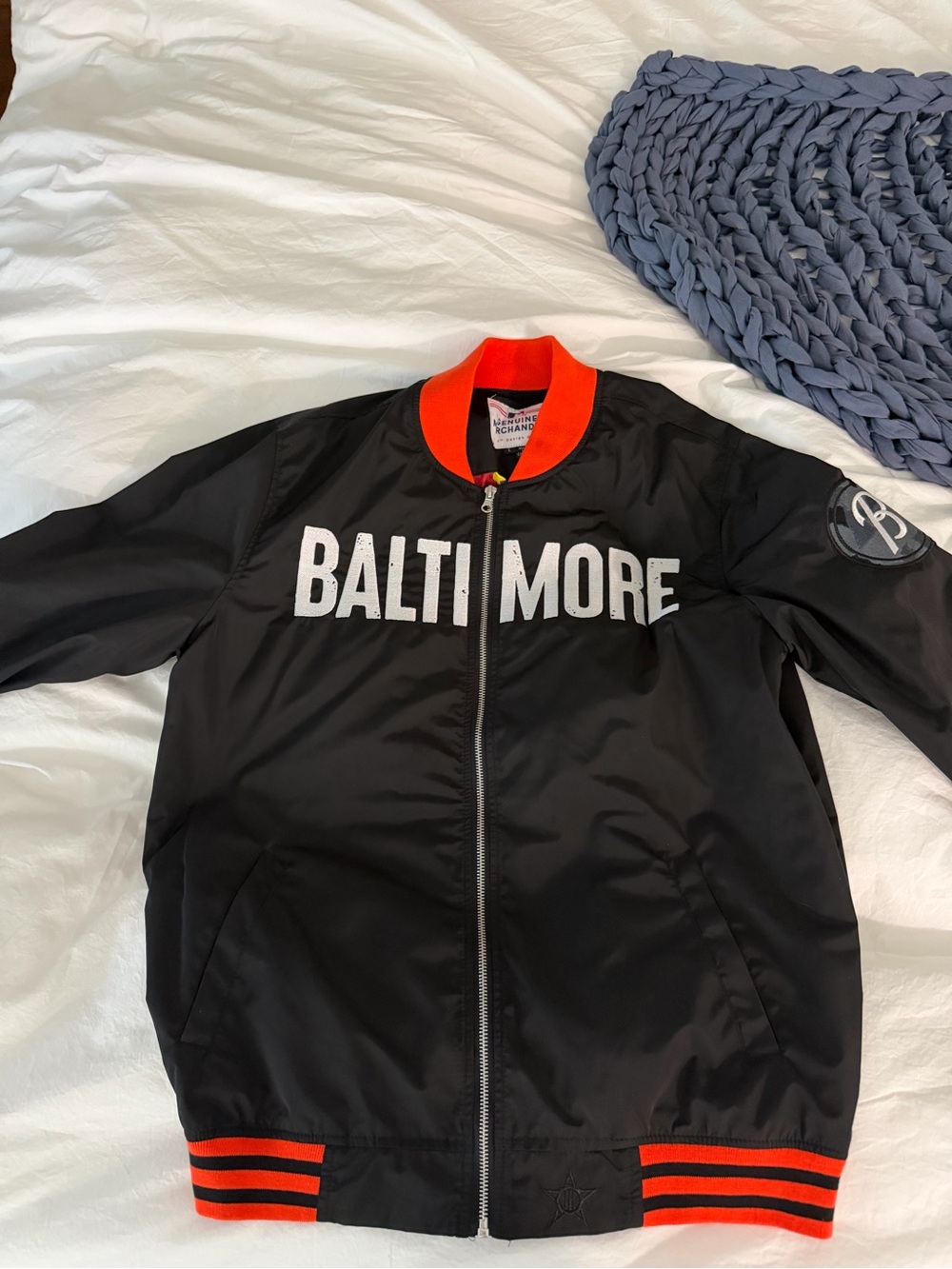 Baltimore Orioles Genuine Merchandise Black Bomber Jacket with Orange Trim